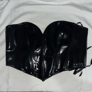 Shein Lace-Up PU Leather Corset Top (L)